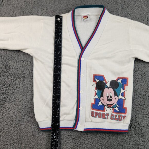 VTG 80's Disney Mickey Mouse Cardigan Sweater Youth 4T Preppy USA Made Jog Togs - Picture 5 of 11